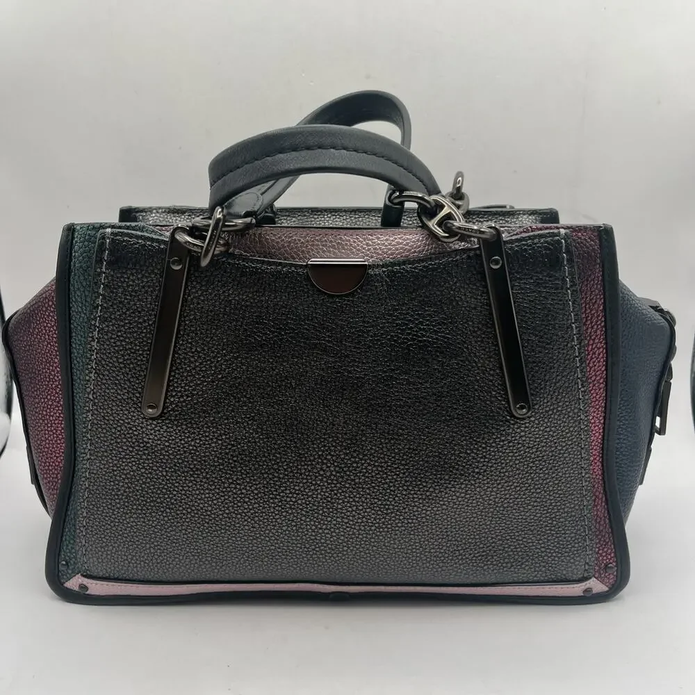 Coach 38841 Dreamer Satchel Leather Pebbled Colorblock Purse Multicolor Metallic